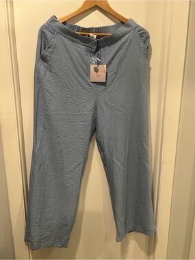 Light Blue Wide-Leg Women's Pants